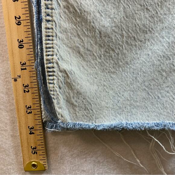 Zara‎ High Rise Distressed Jeans Sz 4 Acid Wash Slim Spilt Hem Light - Picture 12 of 14